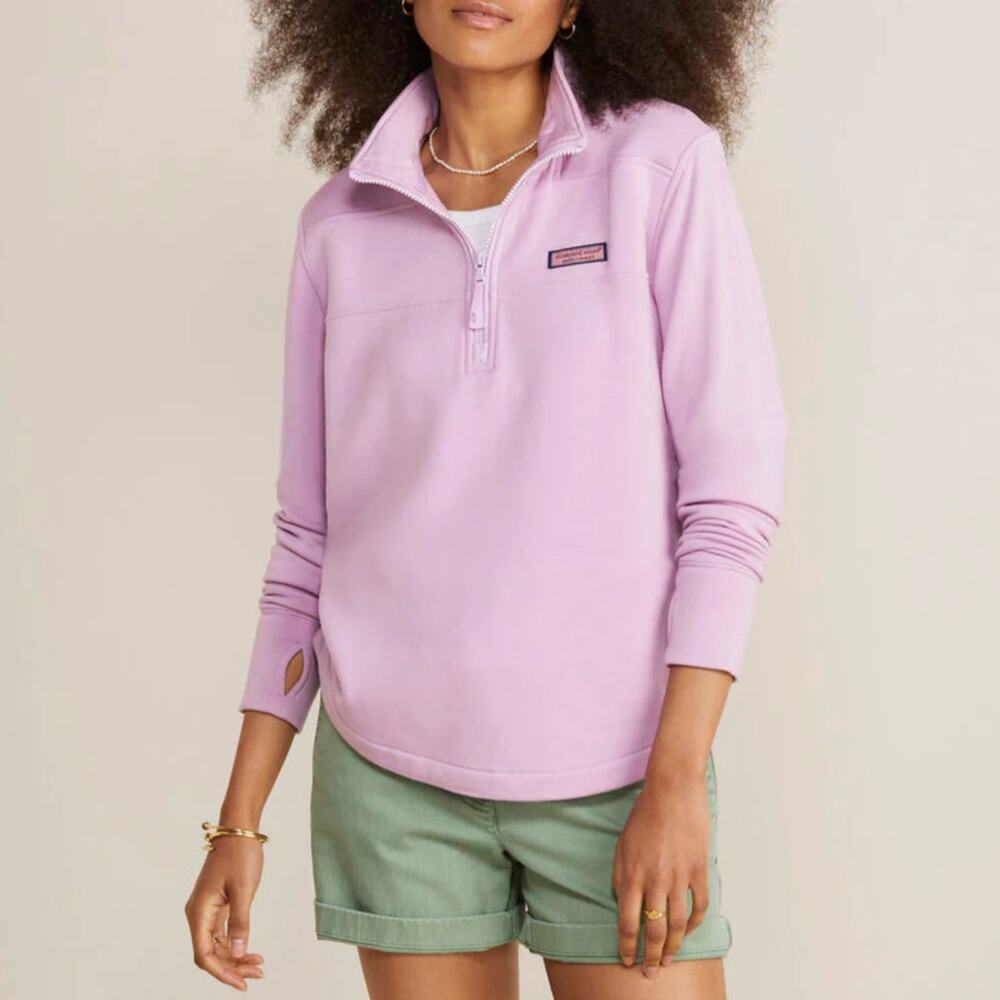 Vineyard Vines Dreamcloth Shep Shirt Lilac Ice Quarter Zip Pullover Sweater XS